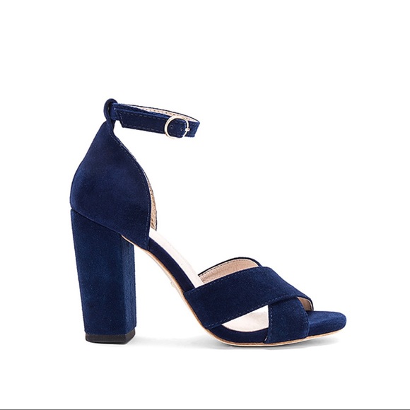 LAST CHANCE for Raye Suede Baker Ankle Strap Block Heel Navy 7.5 - Picture 2 of 11